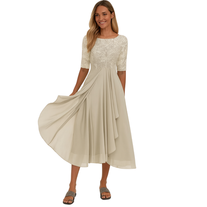 Women's Lace Style Chiffon Midi Dress | Occasion Wear
