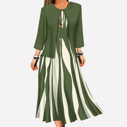 Women's Printed Two-Piece Dress Set | Blouse & Skirt