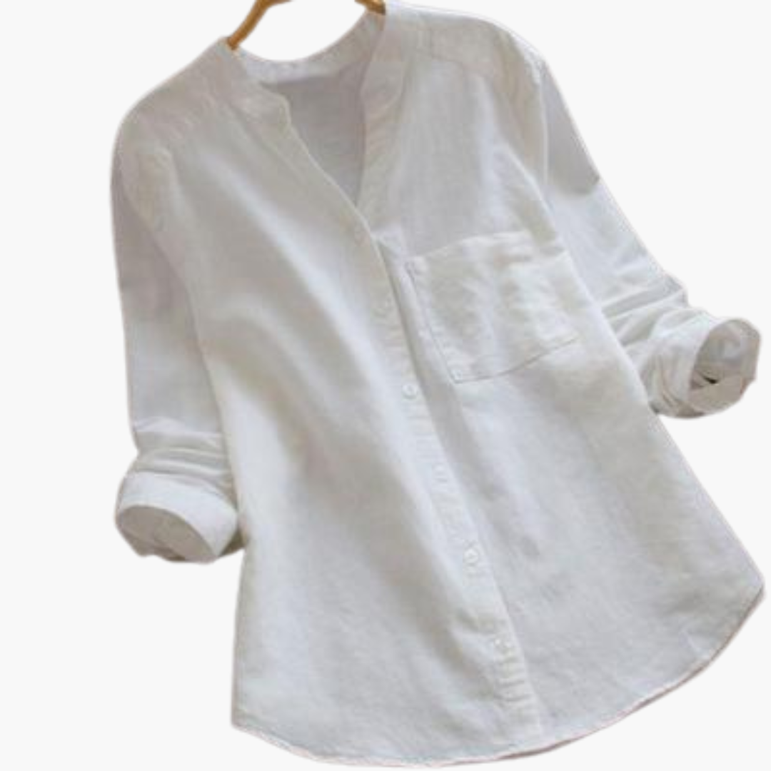 Women's Loose Blouse | Long Sleeve Stand-up Collar Shirt