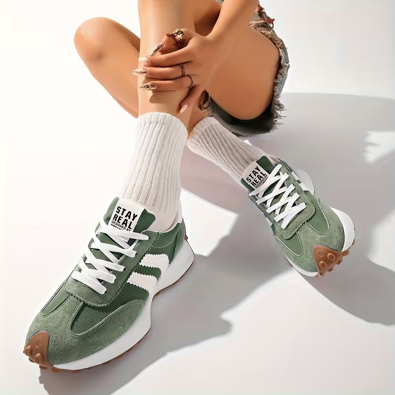 Women's Retro Trainers | Suede-Style Panel Sneakers