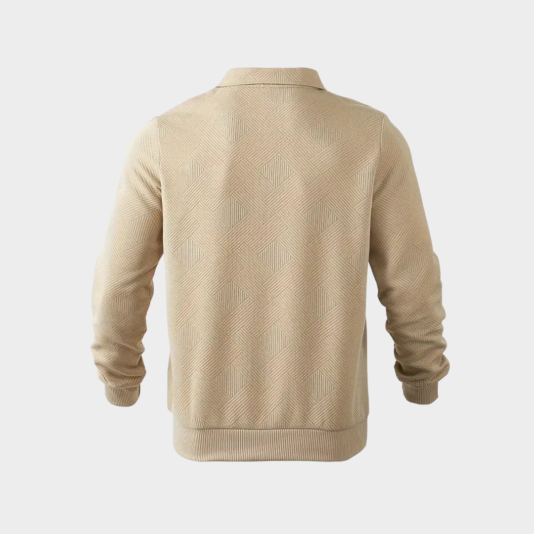 Men's Quarter-Zip Sweater | Geometric Print Knit