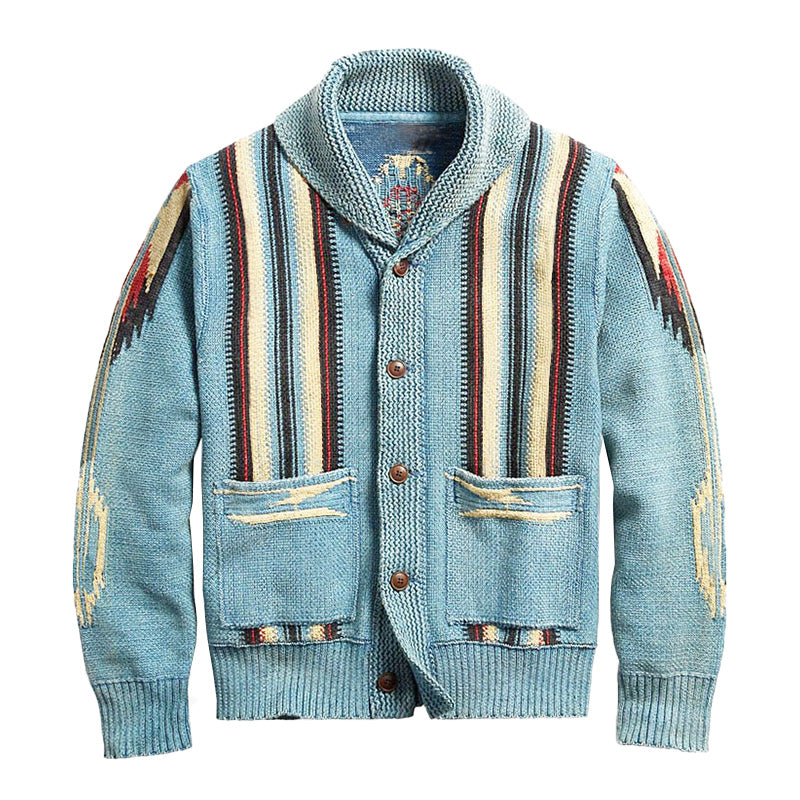 Men's Jacquard Knit Cardigan | Button-Front Smart-Casual Layer