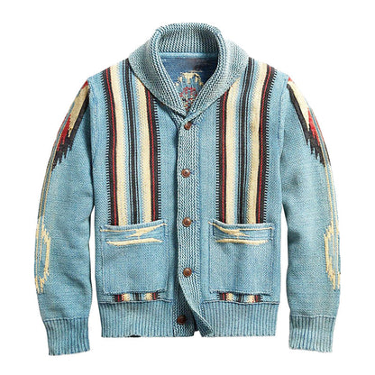 Men's Jacquard Knit Cardigan | Button-Front Smart-Casual Layer