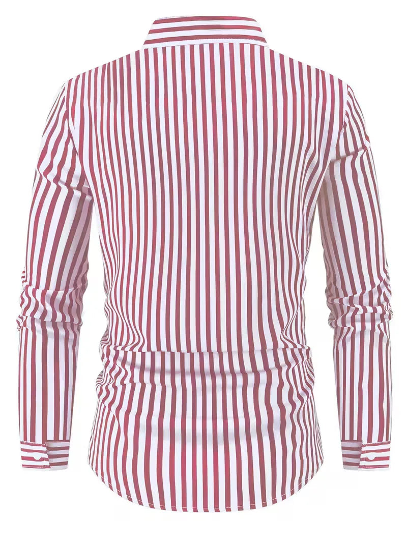 Men's Slim Fit Vertical Stripe Shirt | Smart Casual Button-Down
