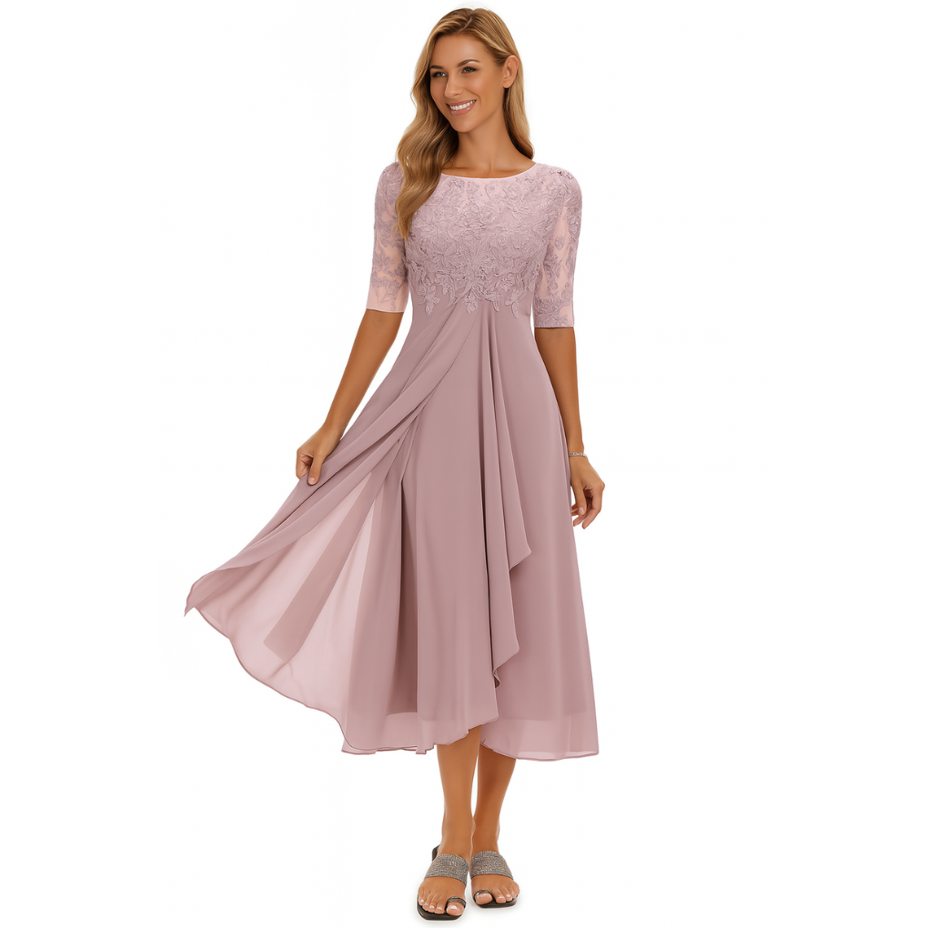Women's Lace Style Chiffon Midi Dress | Occasion Wear