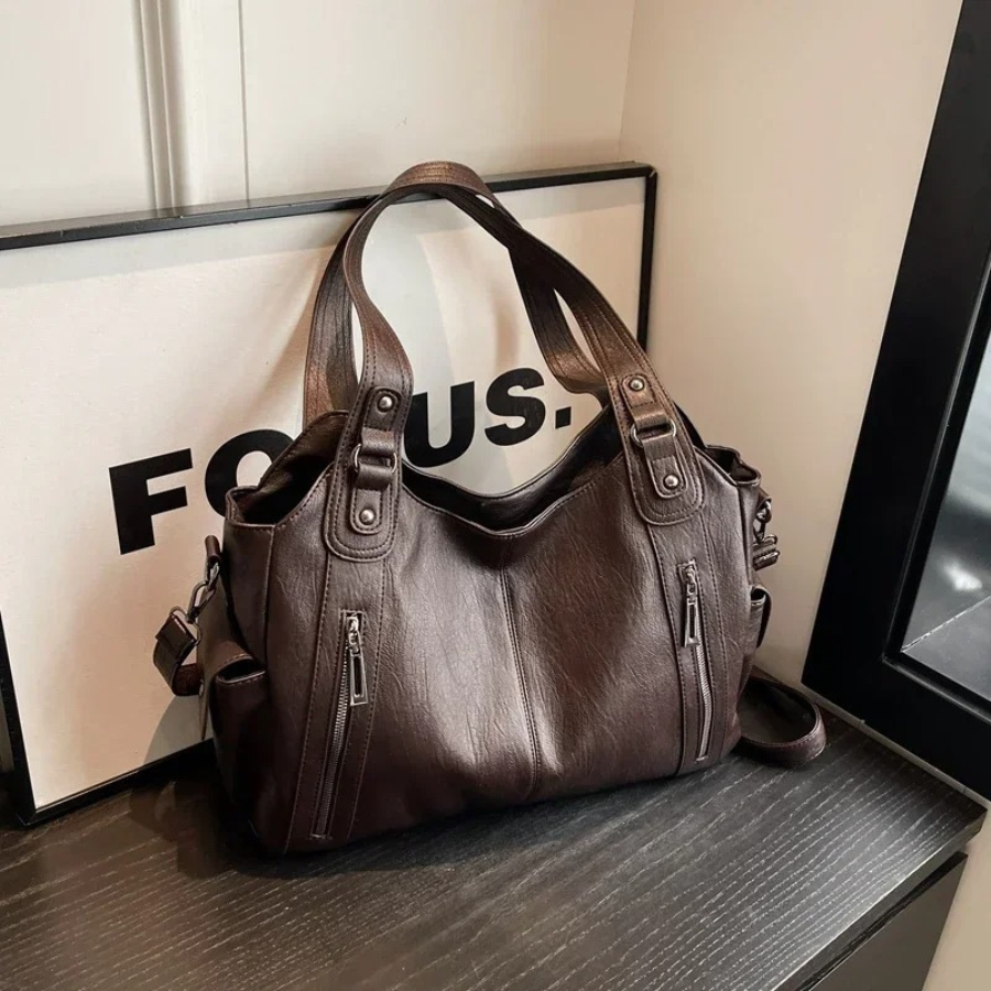 Vegan Leather Shoulder Bag | Everyday Structured Tote