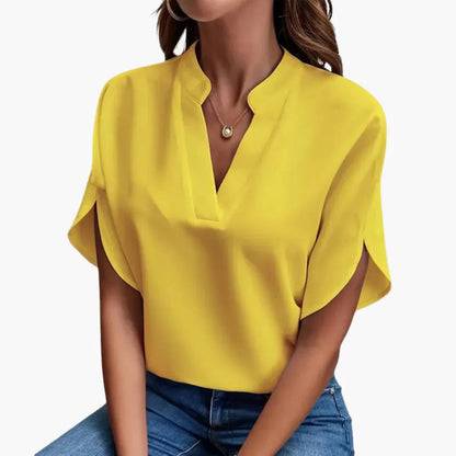 Women's V-Neck Blouse | Short Sleeve Relaxed Fit