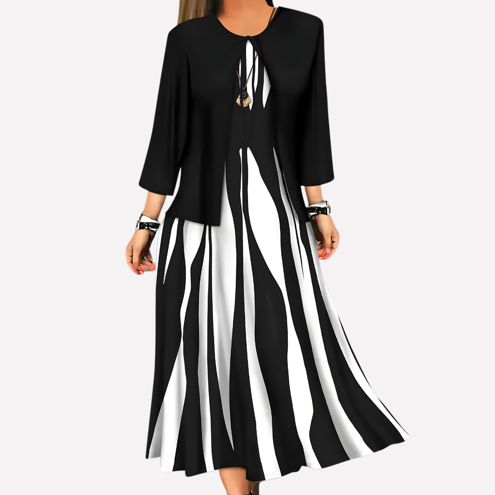 Women's Printed Two-Piece Dress Set | Blouse & Skirt