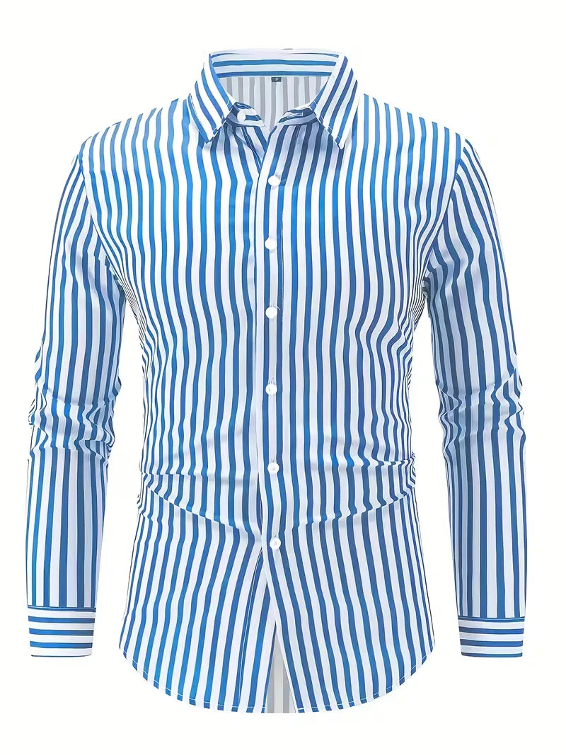 Men's Slim Fit Vertical Stripe Shirt | Smart Casual Button-Down