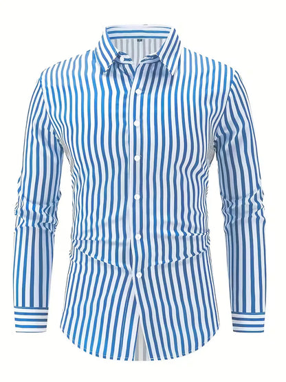 Men's Slim Fit Vertical Stripe Shirt | Smart Casual Button-Down