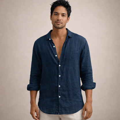 Men's Long Sleeve Linen Style Shirt