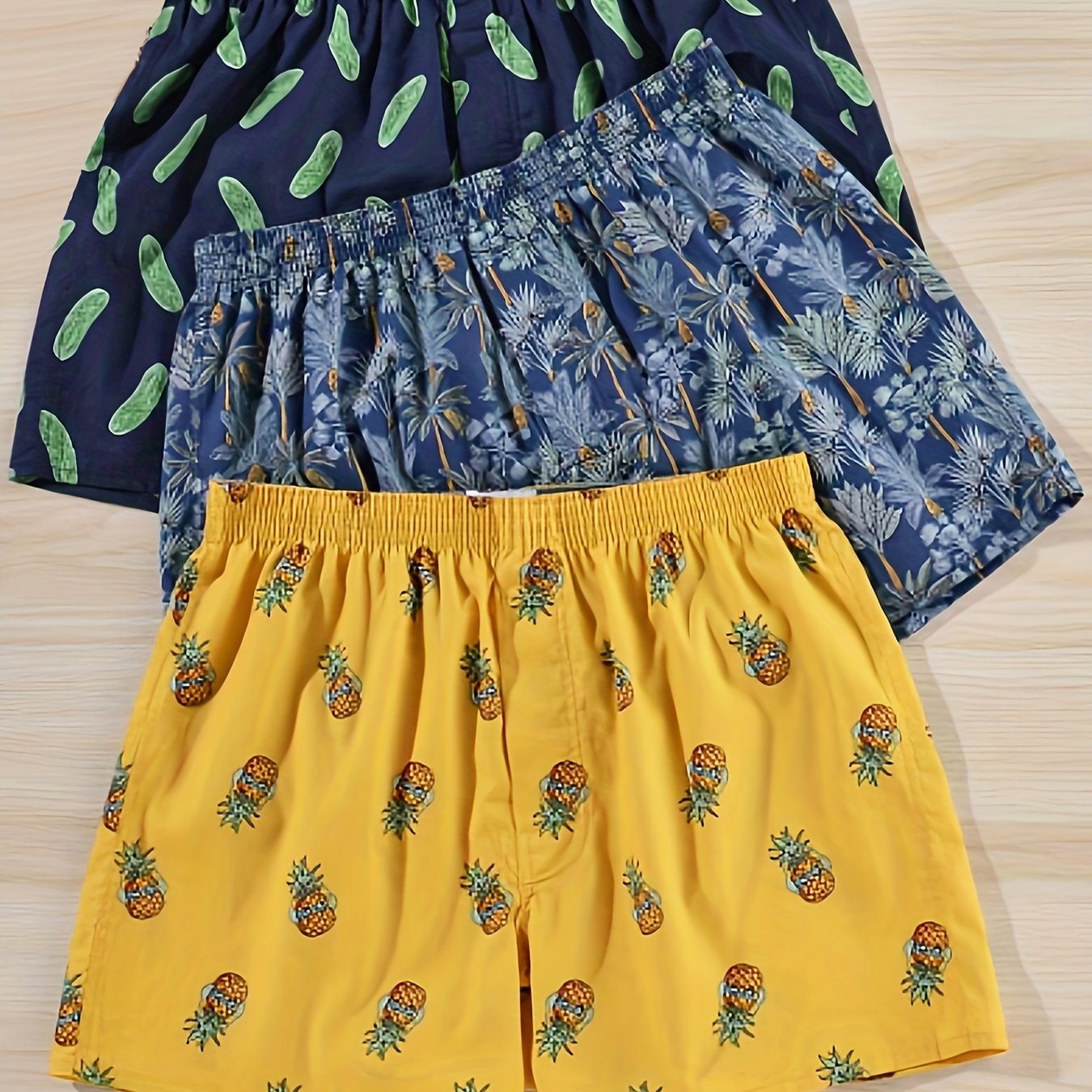 Men's Plant Print Boxers Set of 3 | Everyday Cotton Blend Comfort