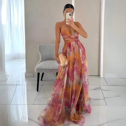 Women's Tiered Maxi Dress | Open Back with Tie Detail