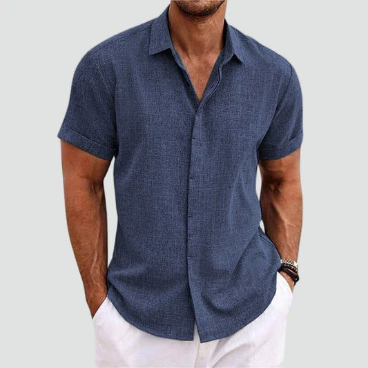 Men's Short Sleeve Summer Shirt | Linen-Style Lightweight Beach Top