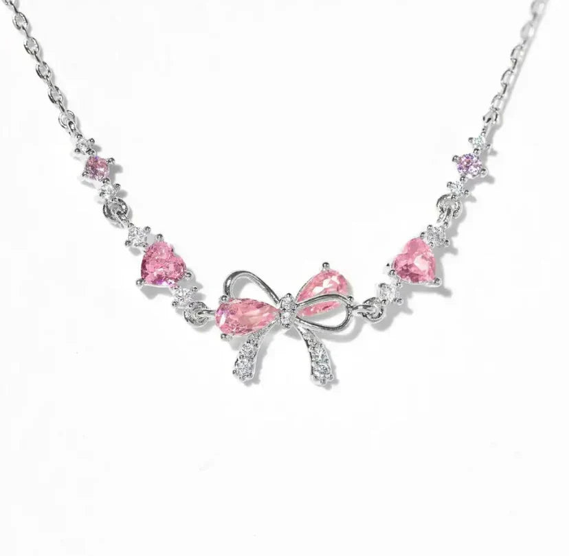 Heart Charm Bracelet | Crystal Bow Statement Jewellery