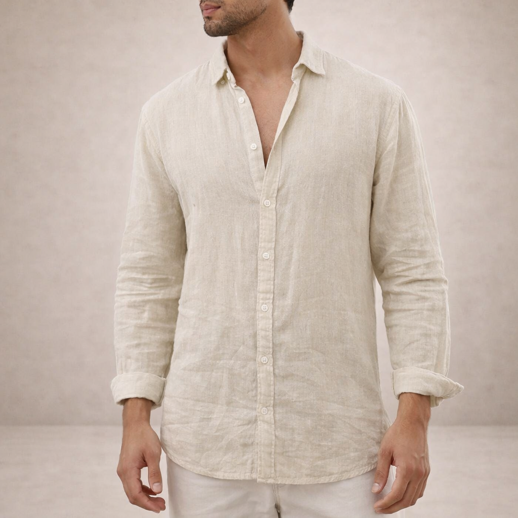 Men's Long Sleeve Linen Style Shirt