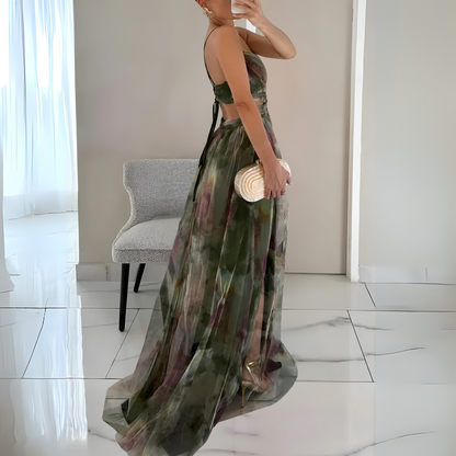 Women's Tiered Maxi Dress | Open Back with Tie Detail