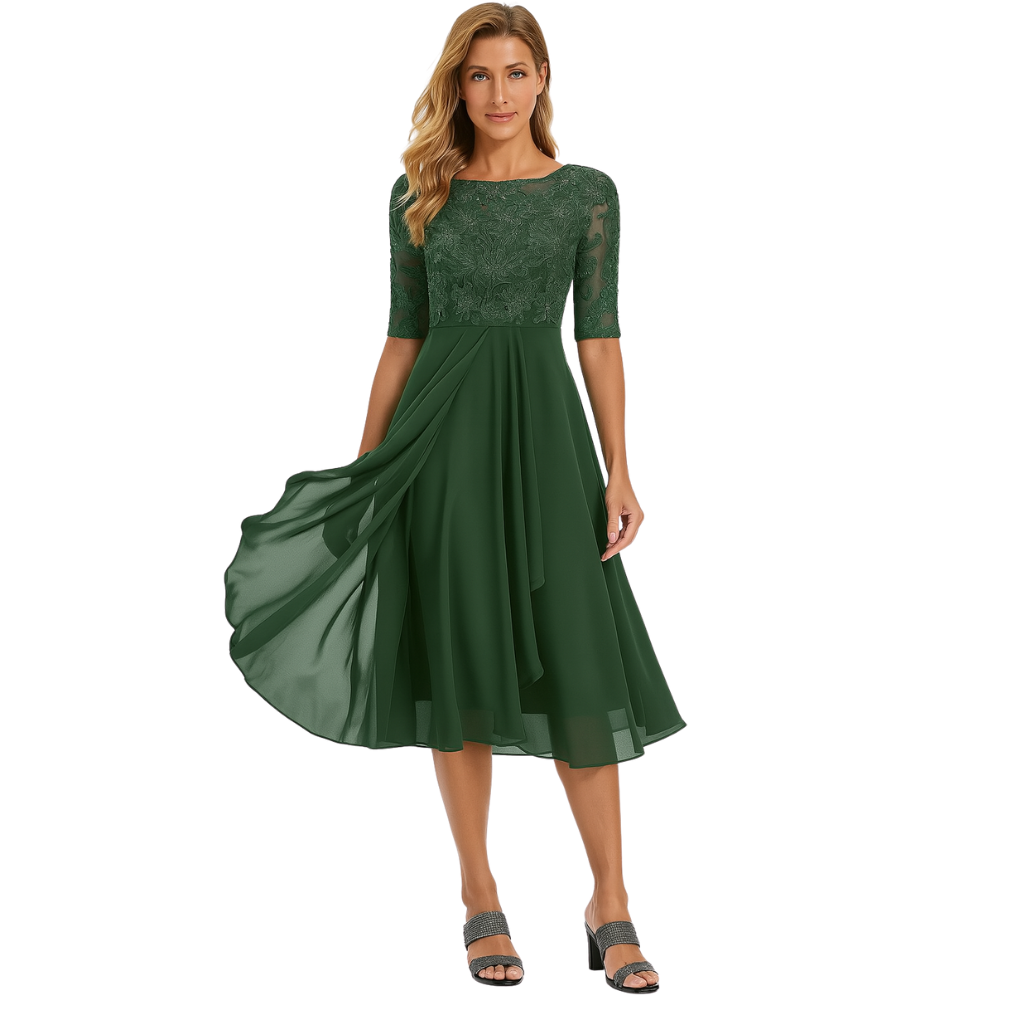 Women's Lace Style Chiffon Midi Dress | Occasion Wear
