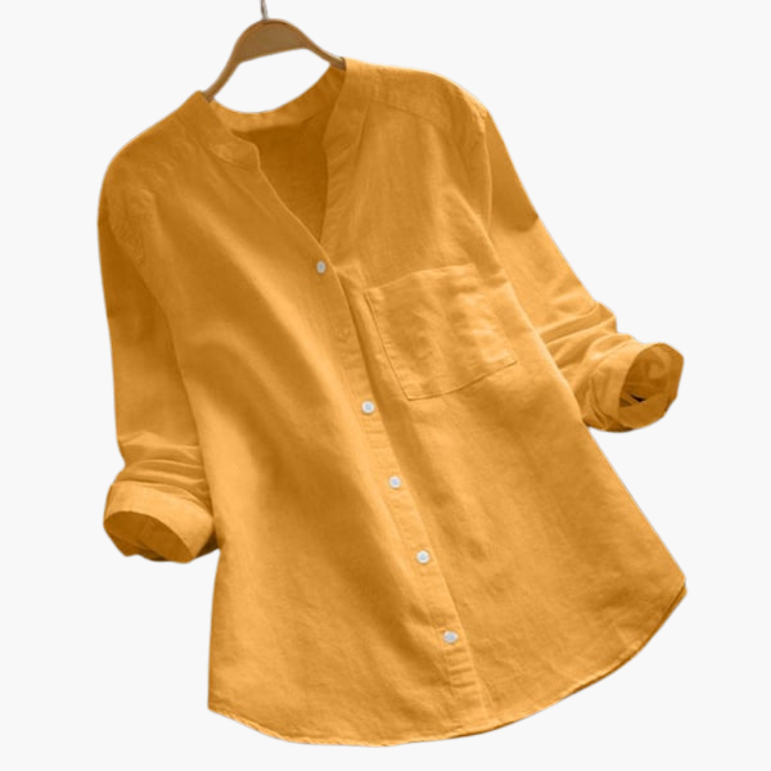 Women's Loose Blouse | Long Sleeve Stand-up Collar Shirt