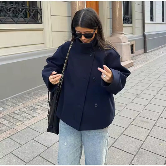 Women's Double-Breasted Short Coat | Tailored Warmth for Cooler Days