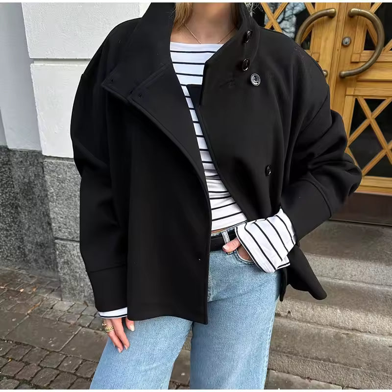 Women's Double-Breasted Short Coat | Tailored Warmth for Cooler Days