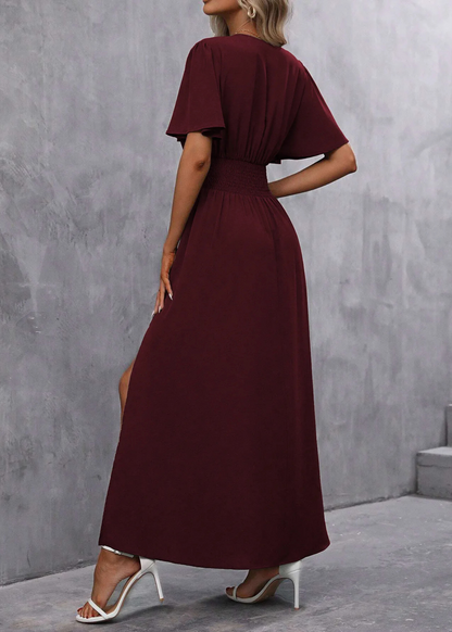 Women's V-Neck Maxi Dress | Elegant Side Slit Evening Style