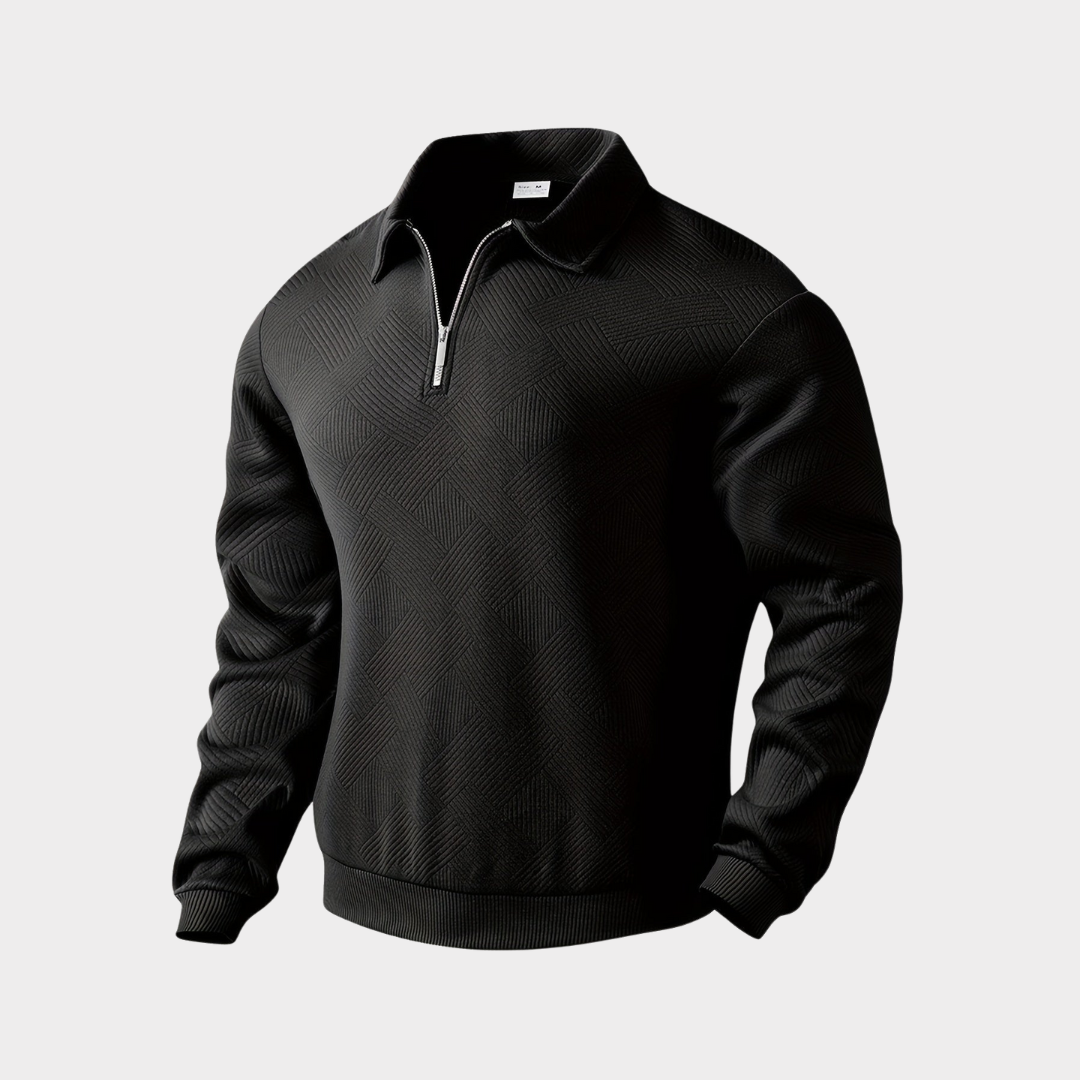 Men's Quarter-Zip Sweater | Geometric Print Knit