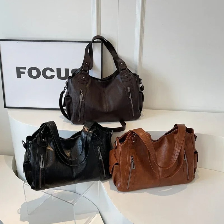 Vegan Leather Shoulder Bag | Everyday Structured Tote