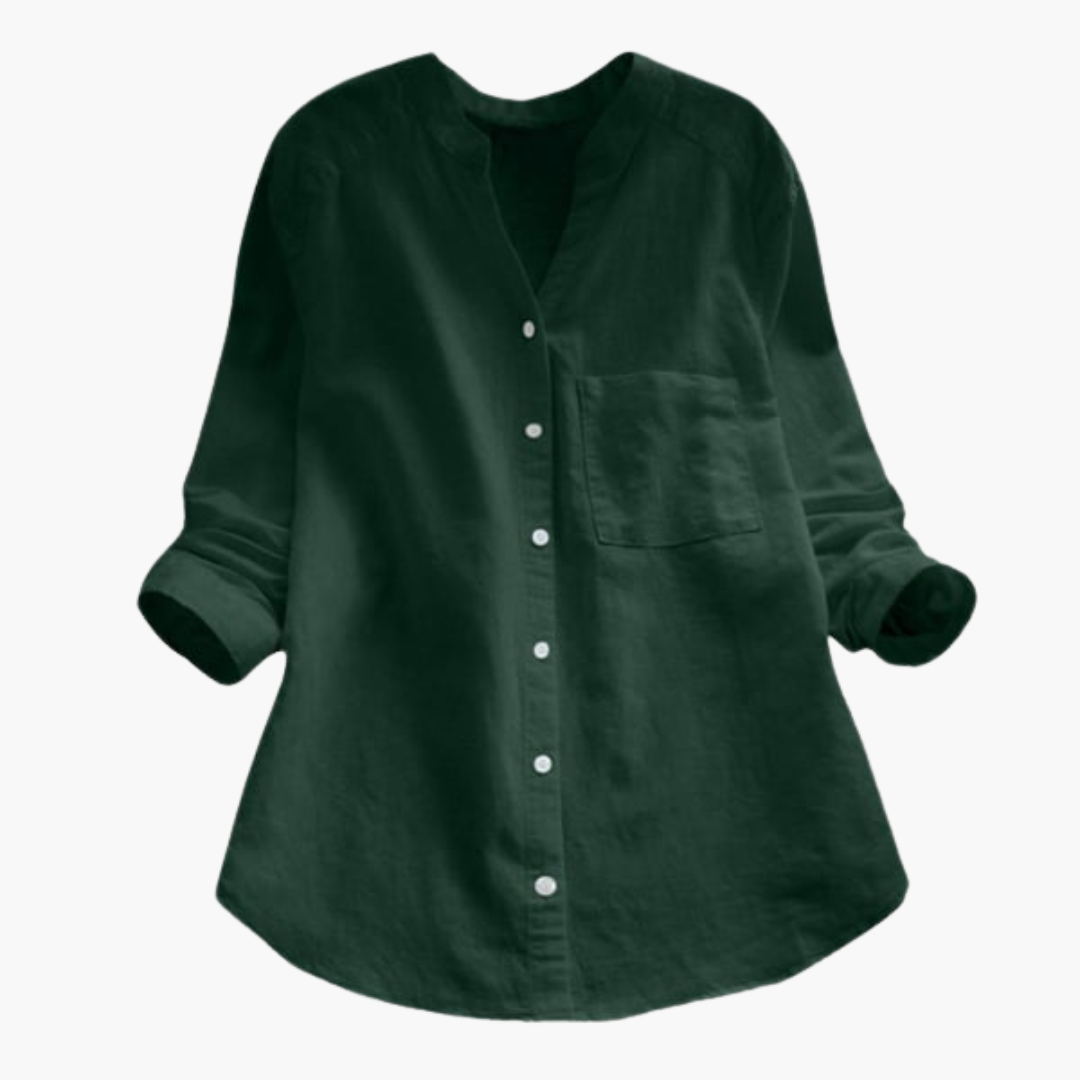 Women's Loose Blouse | Long Sleeve Stand-up Collar Shirt