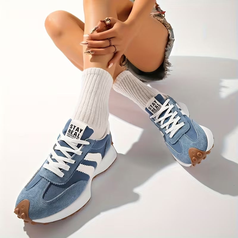 Women's Retro Trainers | Suede-Style Panel Sneakers