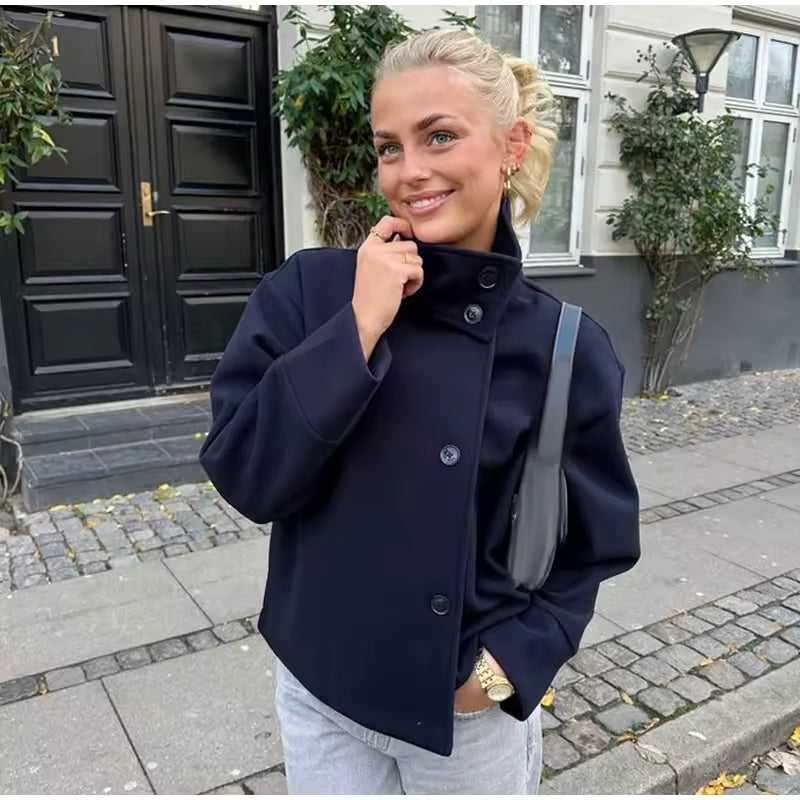 Women's Double-Breasted Short Coat | Tailored Warmth for Cooler Days