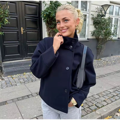 Women's Double-Breasted Short Coat | Tailored Warmth for Cooler Days