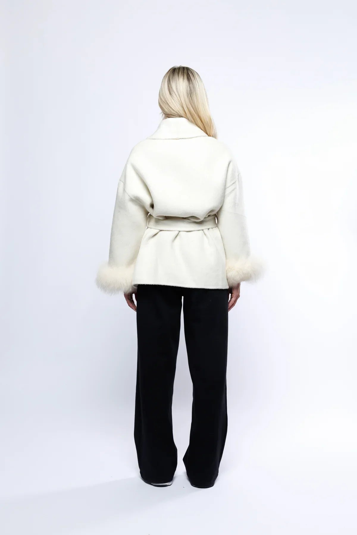 Women's Wrap Coat | Faux Fur Trim Oversized Style