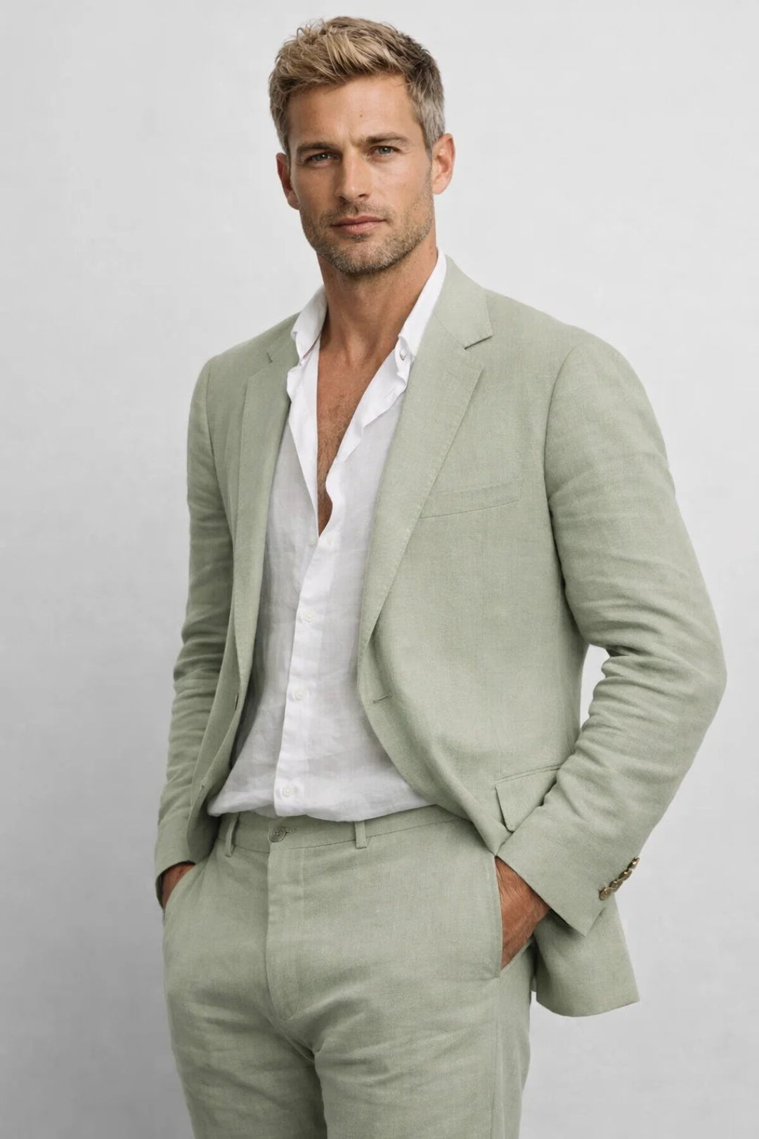 Men's Two-Piece Regular Fit Set | Crew Neck Jacket & Matching Trousers