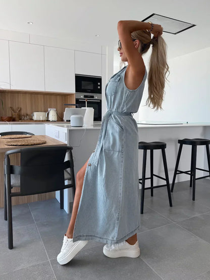 Women's Maxi Denim Style Dress | Relaxed Everyday Wardrobe Essential