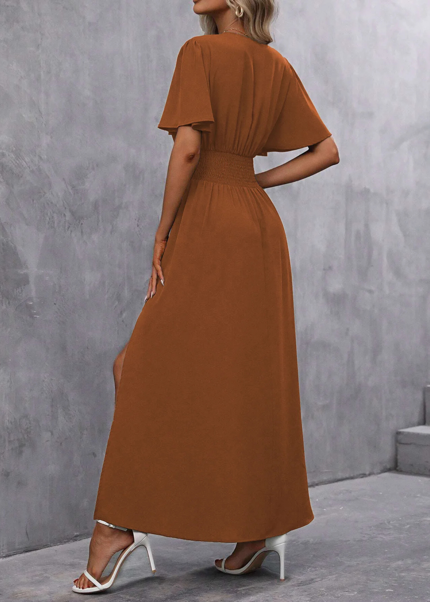 Women's V-Neck Maxi Dress | Elegant Side Slit Evening Style