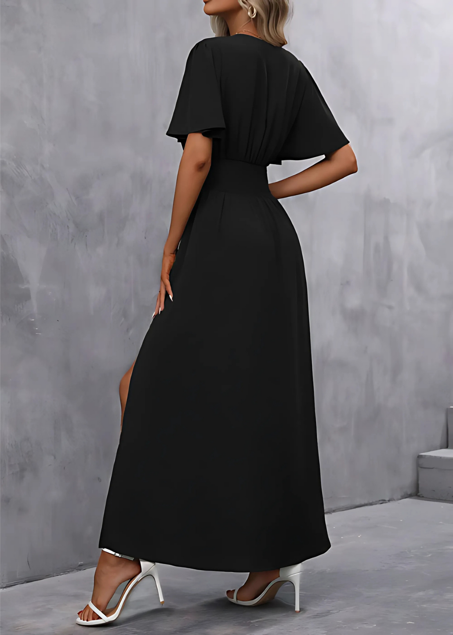Women's V-Neck Maxi Dress | Elegant Side Slit Evening Style