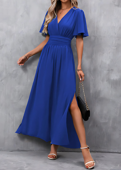 Women's V-Neck Maxi Dress | Elegant Side Slit Evening Style