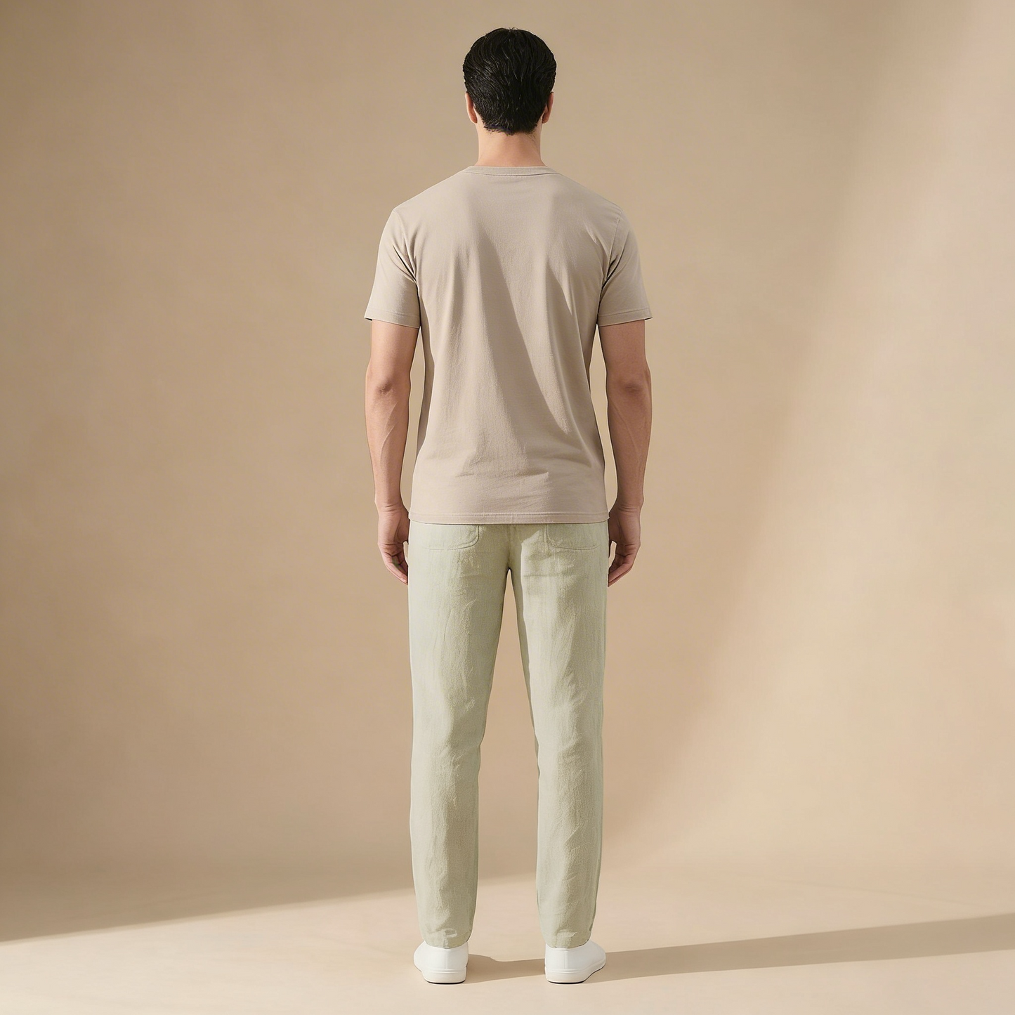 Men's Linen Style Trousers | Breathable Elastic Waist Summer Fit