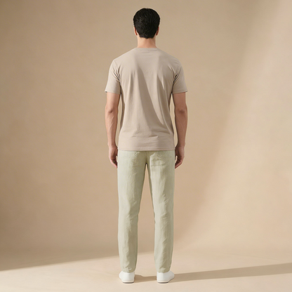 Men's Linen Style Trousers | Breathable Elastic Waist Summer Fit