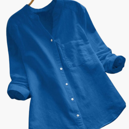 Women's Loose Blouse | Long Sleeve Stand-up Collar Shirt