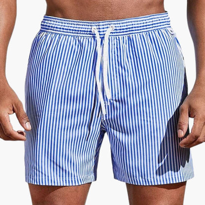 Men's Striped Board Shorts | Elastic Waist Swim Short