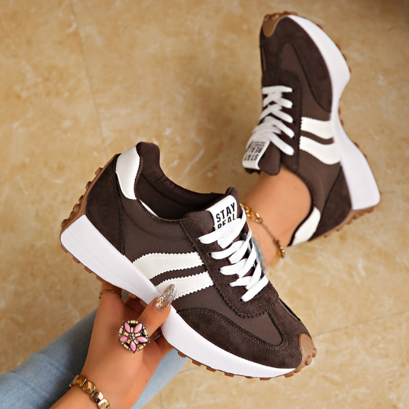 Women's Retro Trainers | Suede-Style Panel Sneakers