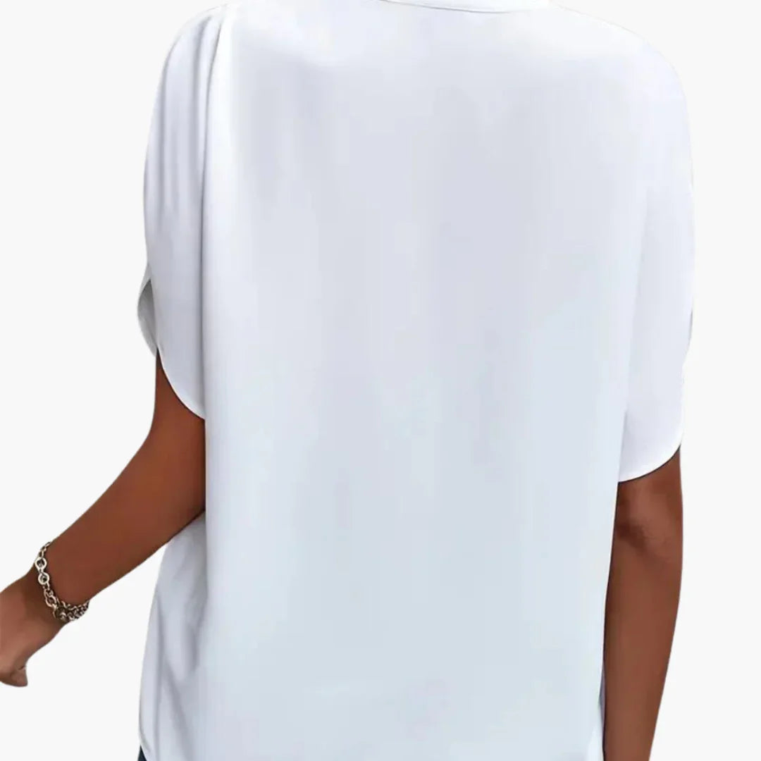 Women's V-Neck Blouse | Short Sleeve Relaxed Fit