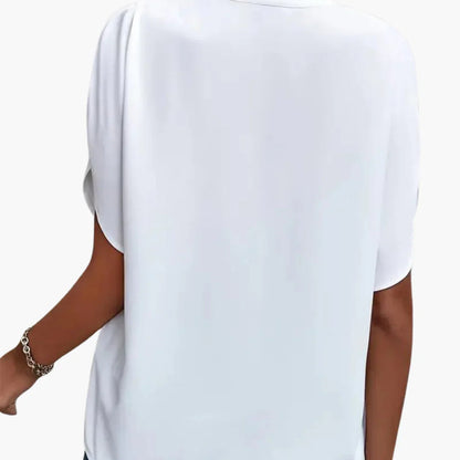 Women's V-Neck Blouse | Short Sleeve Relaxed Fit