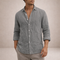 Men's Long Sleeve Open Collar Shirt | Regular Fit Linen-Style Summer Top