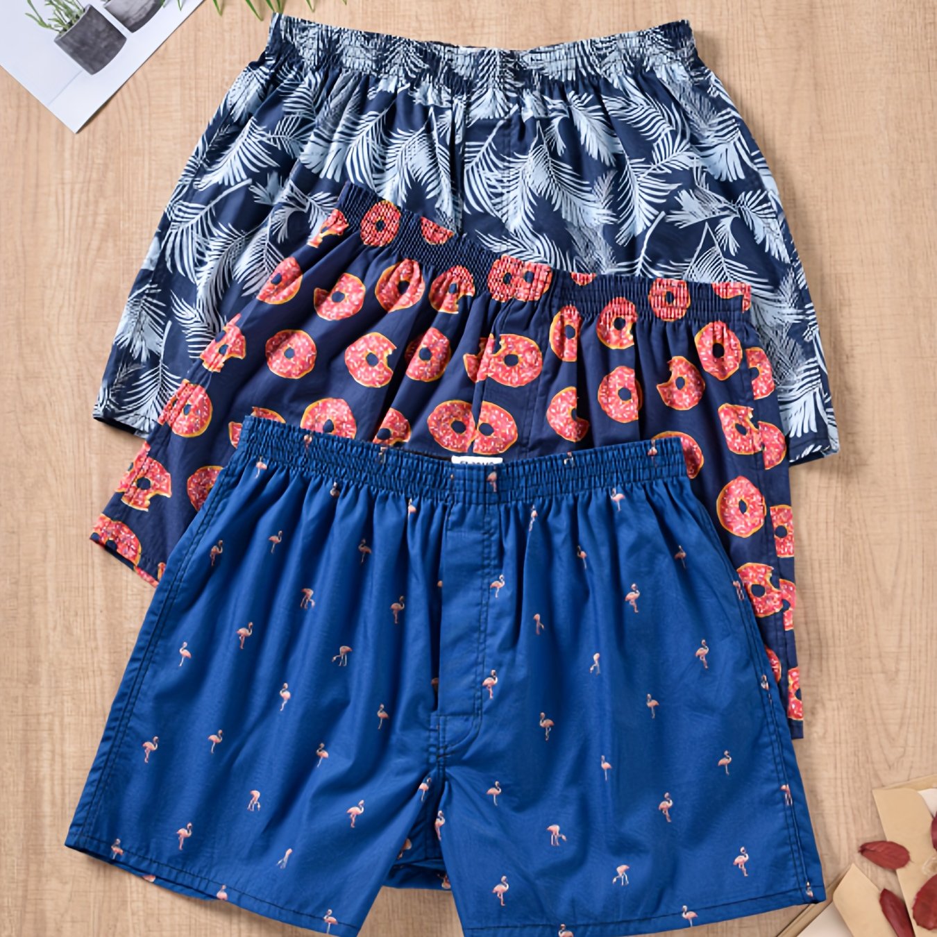 Men's Plant Print Boxers Set of 3 | Everyday Cotton Blend Comfort