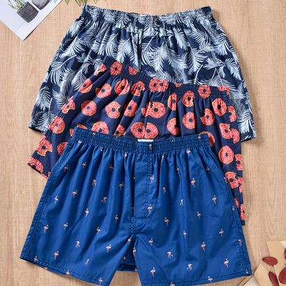 Men's Plant Print Boxers Set of 3 | Everyday Cotton Blend Comfort