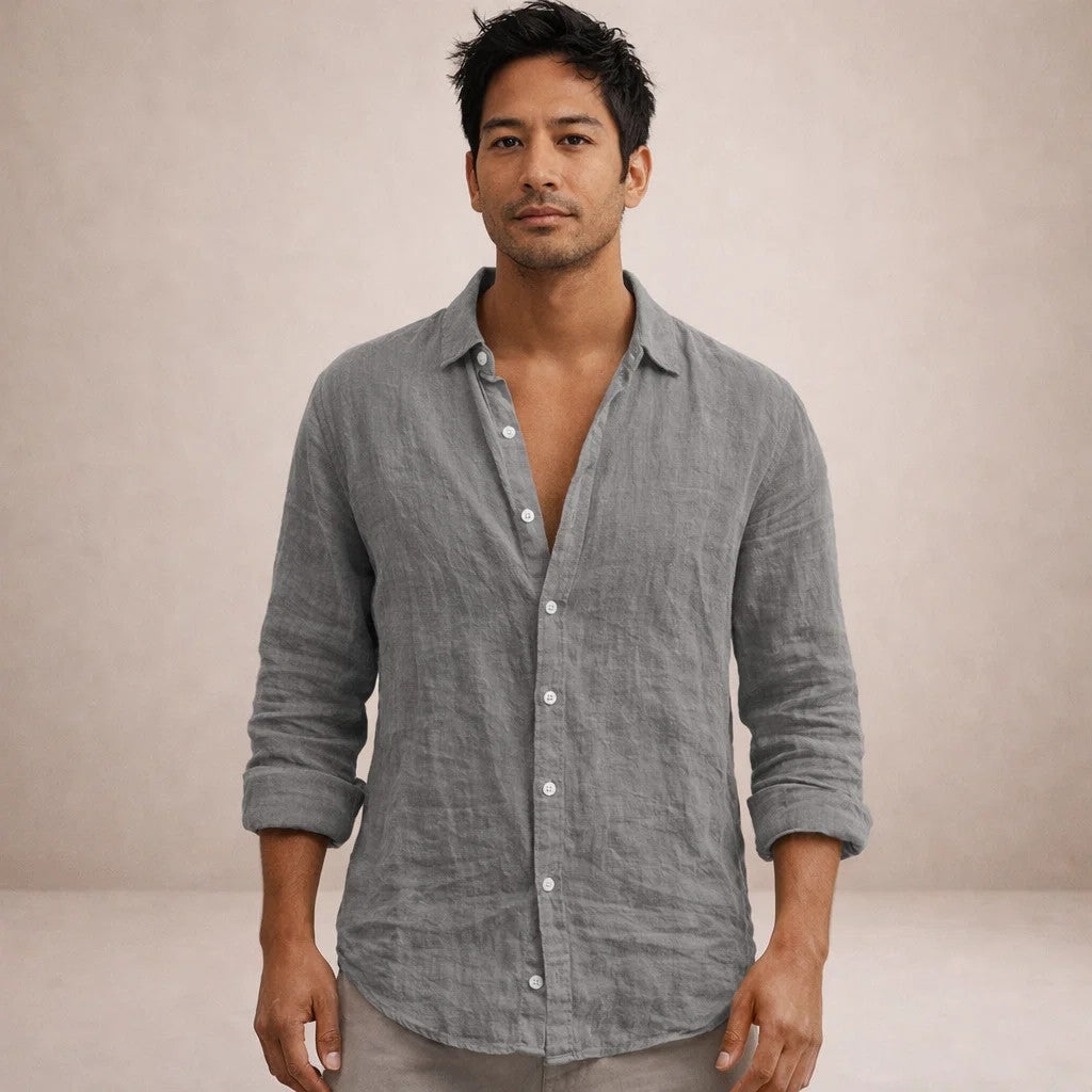 Men's Long Sleeve Linen Style Shirt