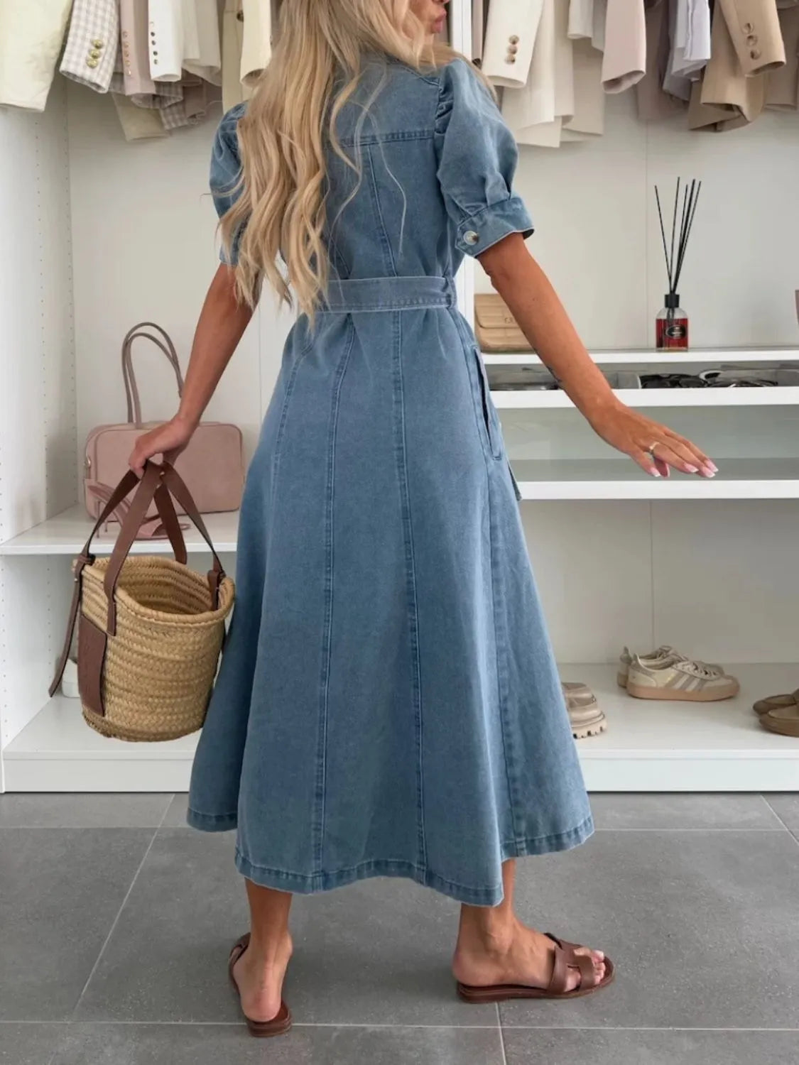 Women's Maxi Denim Style Button-Down Dress | Relaxed Fit Everyday Chic